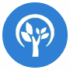 Icône stylisée représentant un arbre entouré d'un cercle, symbole de l'harmonie et de la durabilité environnementale.