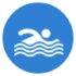 Icône de natation en piscine évoquant le plaisir de se rafraîchir et de se détendre dans l'eau, illustrant l'expérience joyeuse de la baignade pour tous.