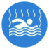 Pictogramme d'une piscine chauffée pour des moments de relaxation estivale, évoquant des vacances sereines sous le soleil.