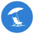 Image montrant un parasol sur une plage, évoquant la détente estivale et la tranquillité en bord de mer.