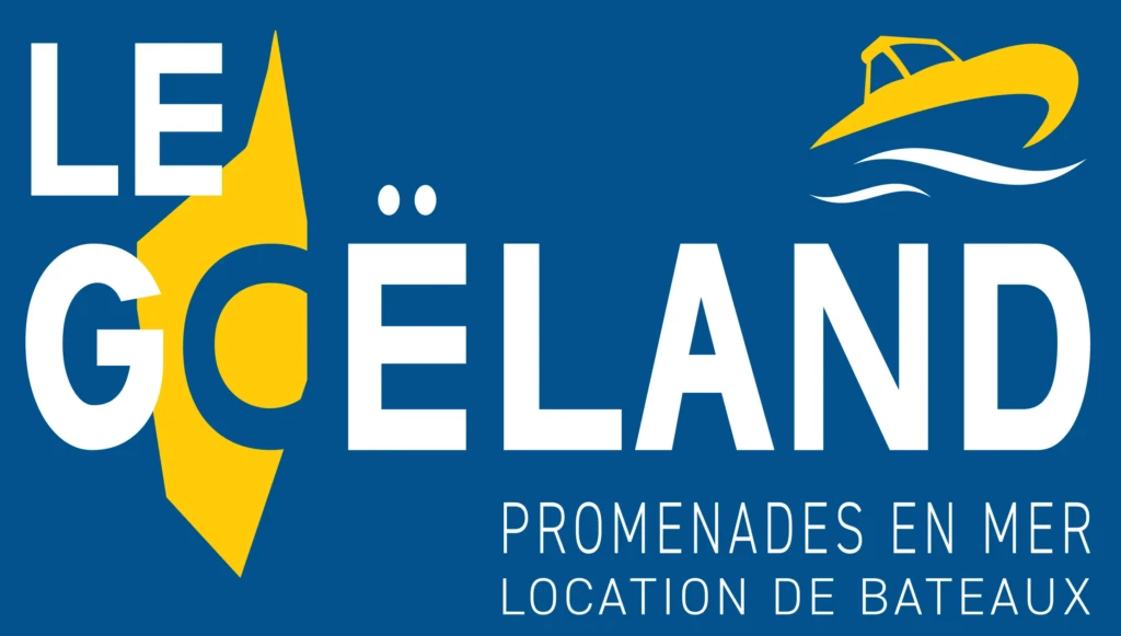 logo-le-goeland-porto Logo officiel Le Goéland Promenades en Mer et Location de Bateaux, affichant une silhouette de bateau jaune sur fond bleu avec une carte stylisée de la Corse.